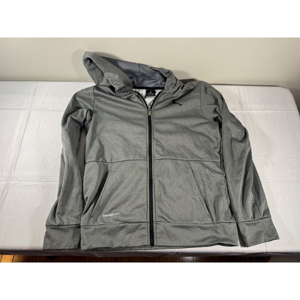 Jordan Therma-FIT Full Zip Hoodie Boys XL Gray Jumpman Fleece Sweatshirt